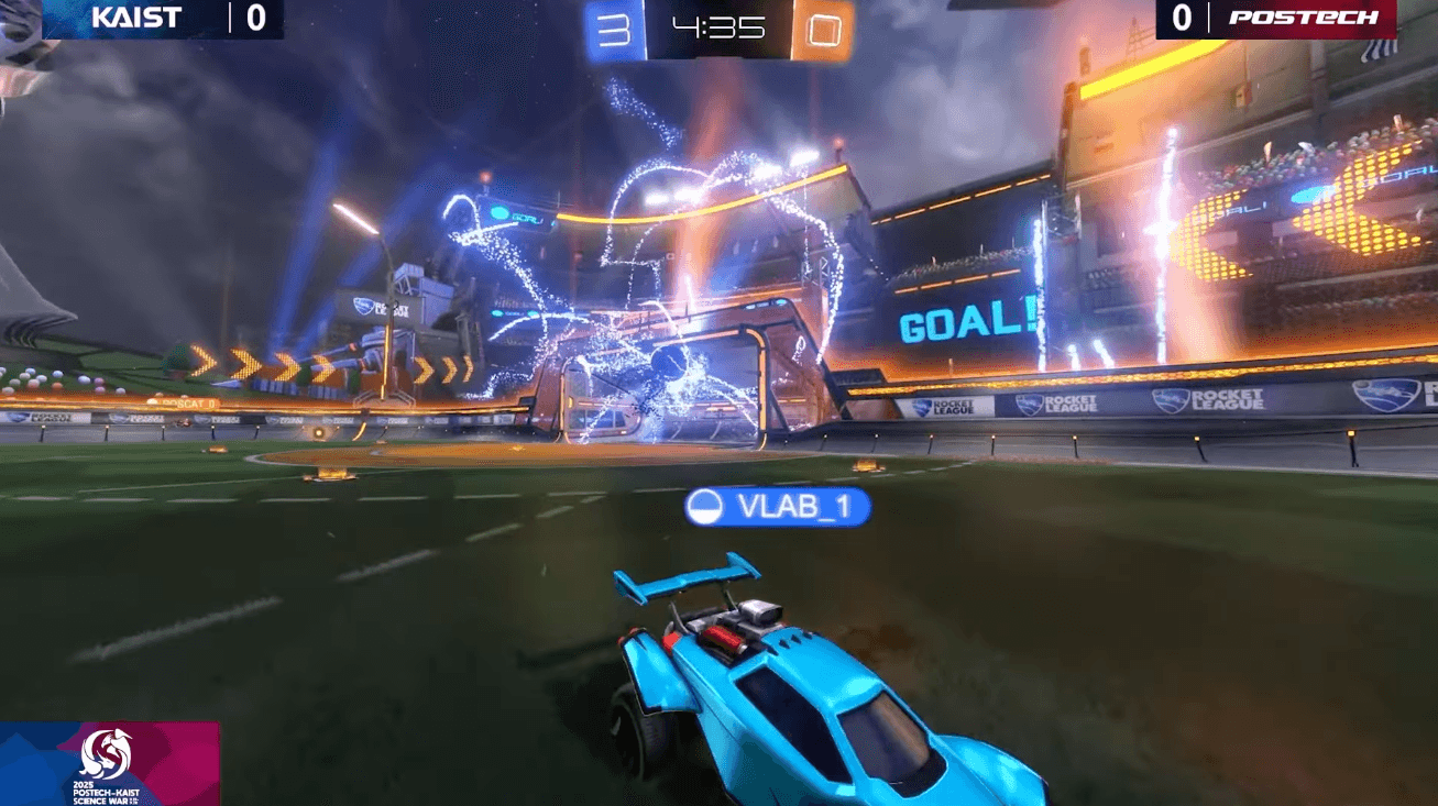2025년 카포전 AI 경기 로켓리그 생중계 장면